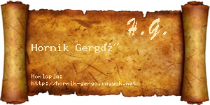 Hornik Gergő névjegykártya